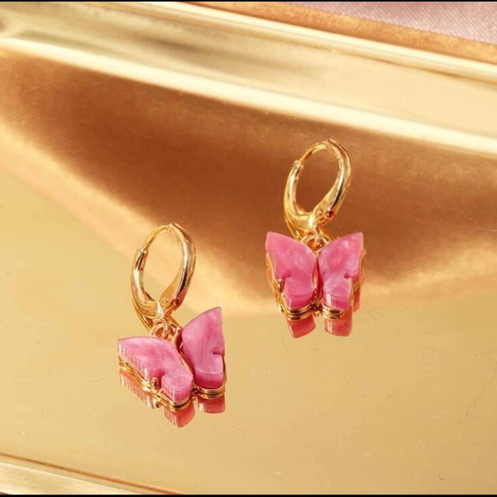Pink Butterfly Earrings